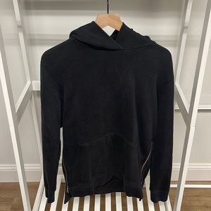 John Elliot Black Villain Hoodie with side zippers and a hidden kangaroo pocket